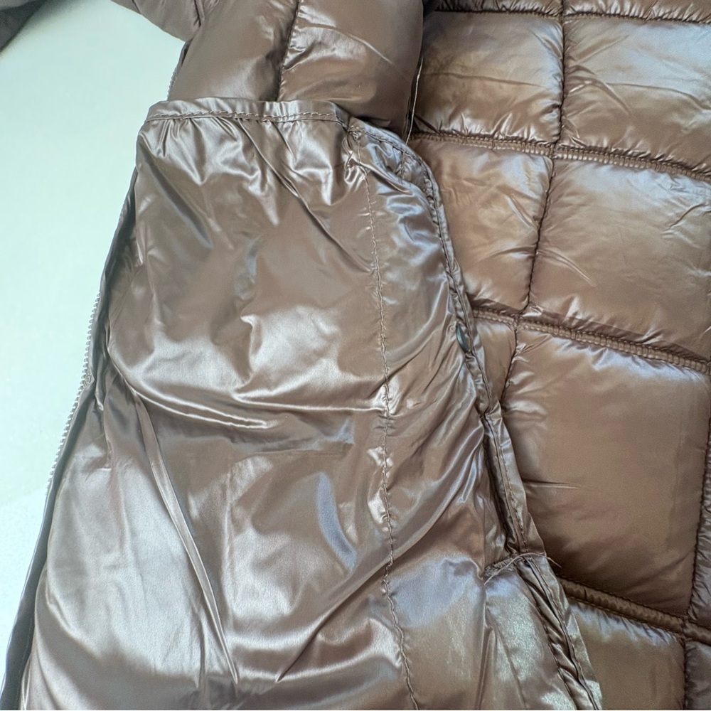 Hawks & Co Women’s Fit Puffer Coat Chocolate Brown Zip Hood Long - Picture 11 of 16